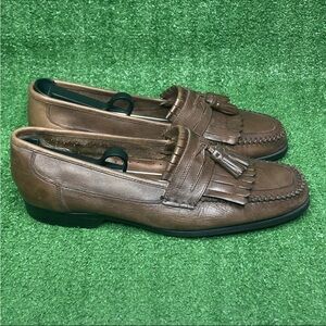 GH Bass Brown Leather Slip On Courier Kiltie Tassel Loafers Men’s Size 11.5 M